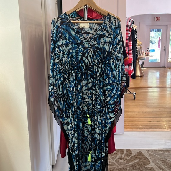 La Plage by Nicole Miller Atelier long modern boho beach caftan tassels one size - Picture 8 of 9